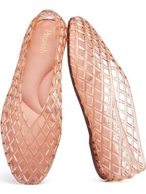 Women's Champagne Comfortable Slip On Pointed Toe Jelly Flats Casual Shoes